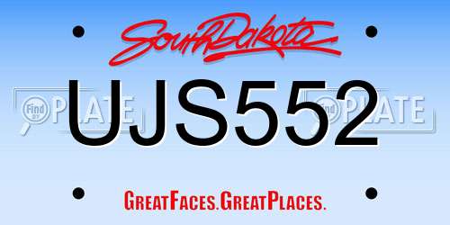 UJS552 South Dakota License Plate
