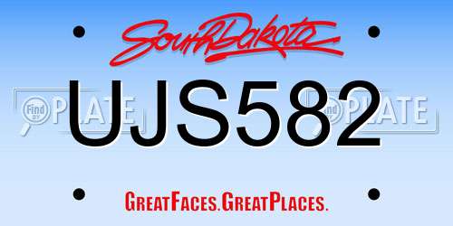 UJS582 South Dakota License Plate
