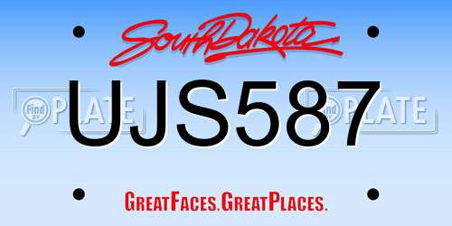 UJS587 South Dakota License Plate