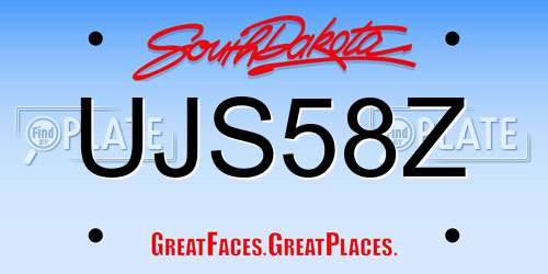 UJS58Z South Dakota License Plate