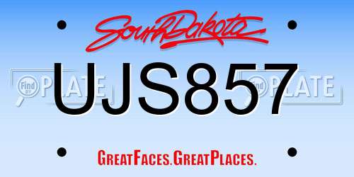 UJS857 South Dakota License Plate