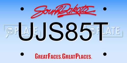 UJS85T South Dakota License Plate