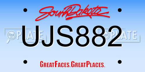 UJS882 South Dakota License Plate
