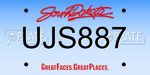 UJS887 South Dakota License Plate