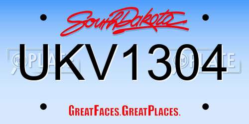 UKV1304 South Dakota License Plate