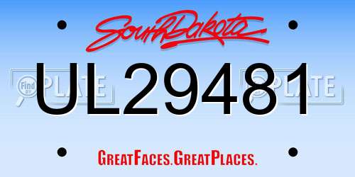 UL29481 South Dakota License Plate