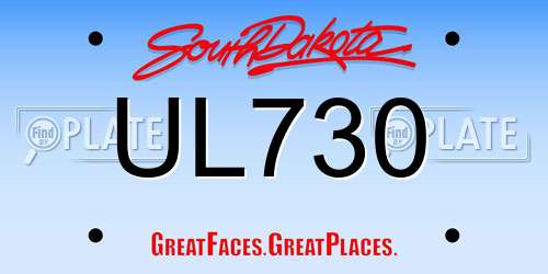 UL730 South Dakota License Plate