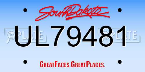 UL79481 South Dakota License Plate