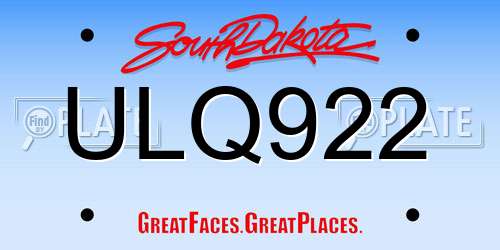 ULQ922 South Dakota License Plate