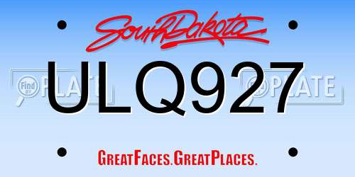 ULQ927 South Dakota License Plate