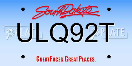 ULQ92T South Dakota License Plate