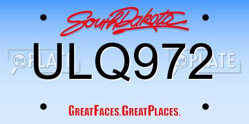ULQ972 South Dakota License Plate
