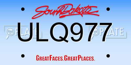 ULQ977 South Dakota License Plate