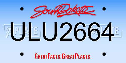 ULU2664 South Dakota License Plate