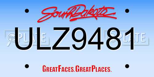 ULZ9481 South Dakota License Plate