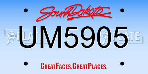 UM5905 South Dakota License Plate