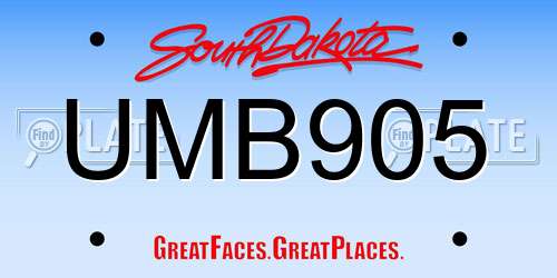 UMB905 South Dakota License Plate