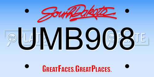 UMB908 South Dakota License Plate