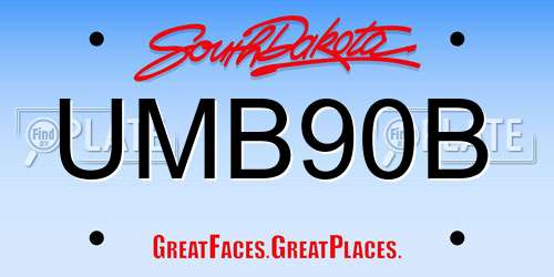 UMB90B South Dakota License Plate
