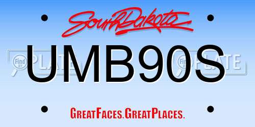 UMB90S South Dakota License Plate