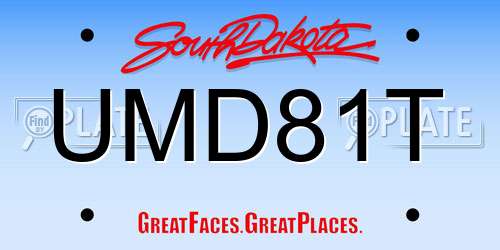 UMD81T South Dakota License Plate