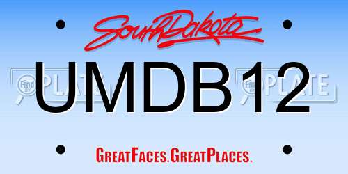 UMDB12 South Dakota License Plate
