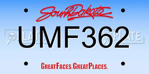 UMF362 South Dakota License Plate