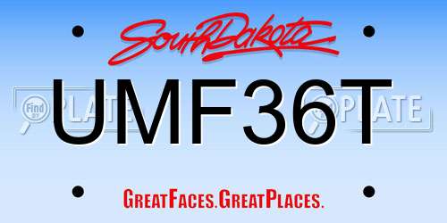 UMF36T South Dakota License Plate