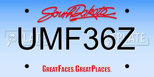 UMF36Z South Dakota License Plate