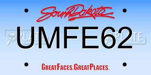 UMFE62 South Dakota License Plate