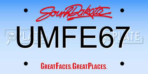 UMFE67 South Dakota License Plate