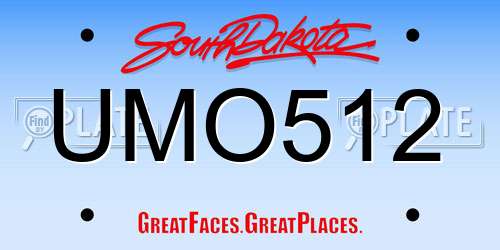 UMO512 South Dakota License Plate