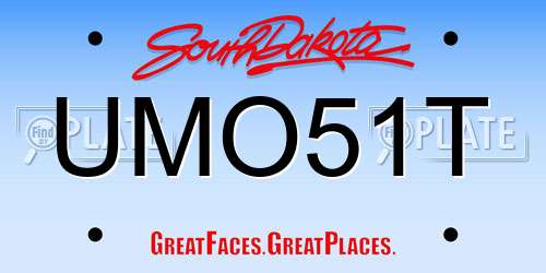 UMO51T South Dakota License Plate
