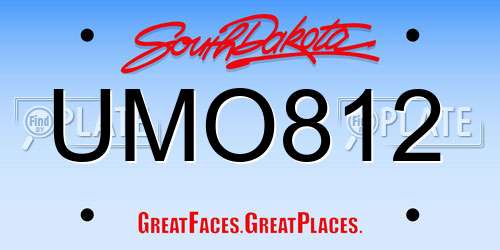 UMO812 South Dakota License Plate