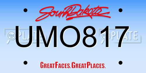 UMO817 South Dakota License Plate