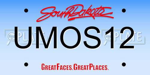 UMOS12 South Dakota License Plate