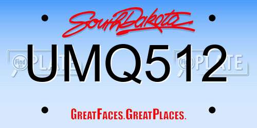 UMQ512 South Dakota License Plate