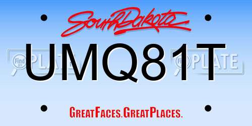 UMQ81T South Dakota License Plate