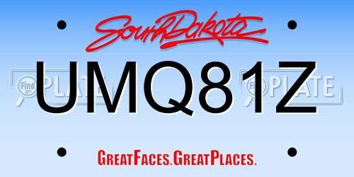 UMQ81Z South Dakota License Plate