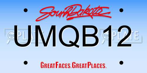 UMQB12 South Dakota License Plate