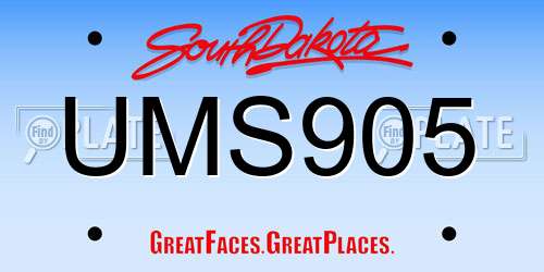 UMS905 South Dakota License Plate