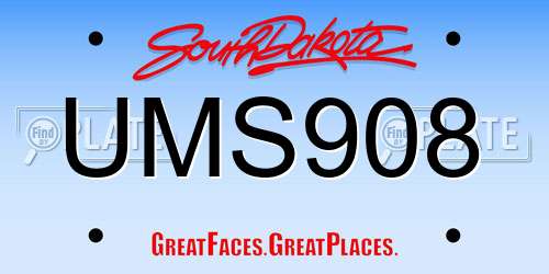 UMS908 South Dakota License Plate
