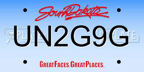 UN2G9G South Dakota License Plate