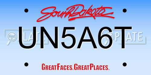 UN5A6T South Dakota License Plate