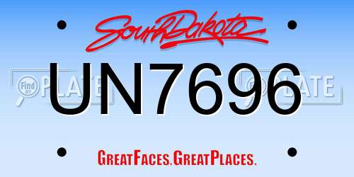 UN7696 South Dakota License Plate