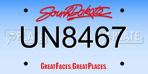 UN8467 South Dakota License Plate