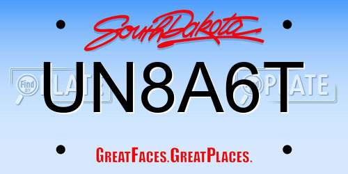 UN8A6T South Dakota License Plate