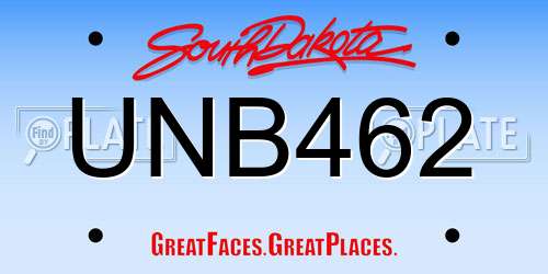 UNB462 South Dakota License Plate