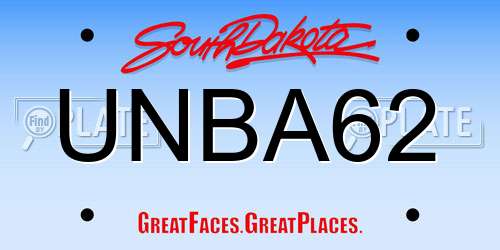 UNBA62 South Dakota License Plate