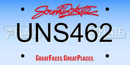 UNS462 South Dakota License Plate